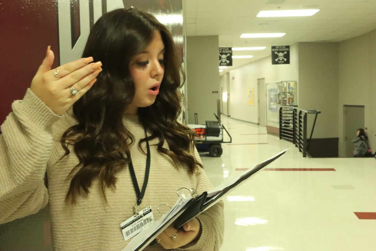 Choir student Emily Walker practicing sight reading