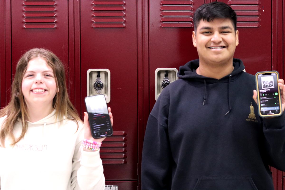 Bella Court and Ivan Rubalcava showing their  favorite albums. 