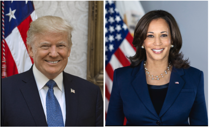 Official Portraits of Presidential Candidates Donald Trump and Kamala Harris