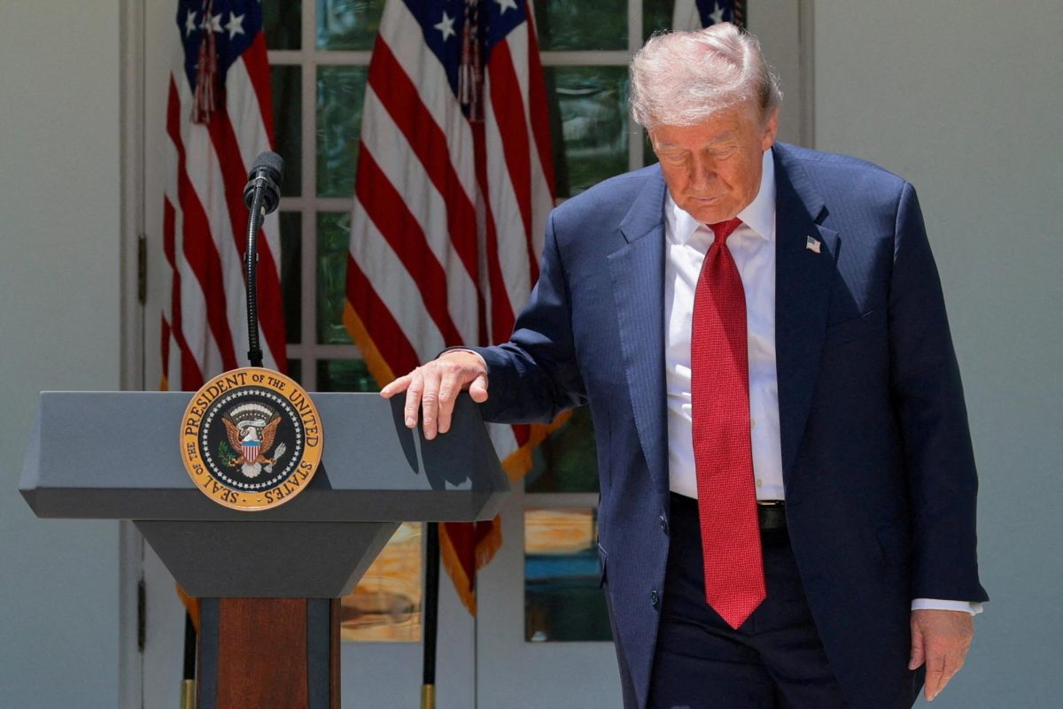 U.S. President Donald Trump attends a Mother’s Day reception for Gold Star mothers in the Rose Garden at the White House in Washington, D.C., U.S., May 8, 2026. REUTERS/Jonathan Ernst